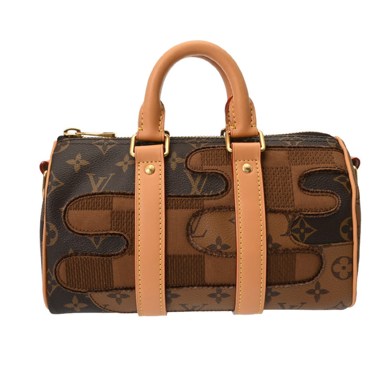 LOUIS VUITTON ルイヴィトン モノグラムリバース キーポルバンドリエール 25 ブラウン M15428 ユニセックス モノグラムキャンバス ハンドバッグ 新同 中古 銀蔵
