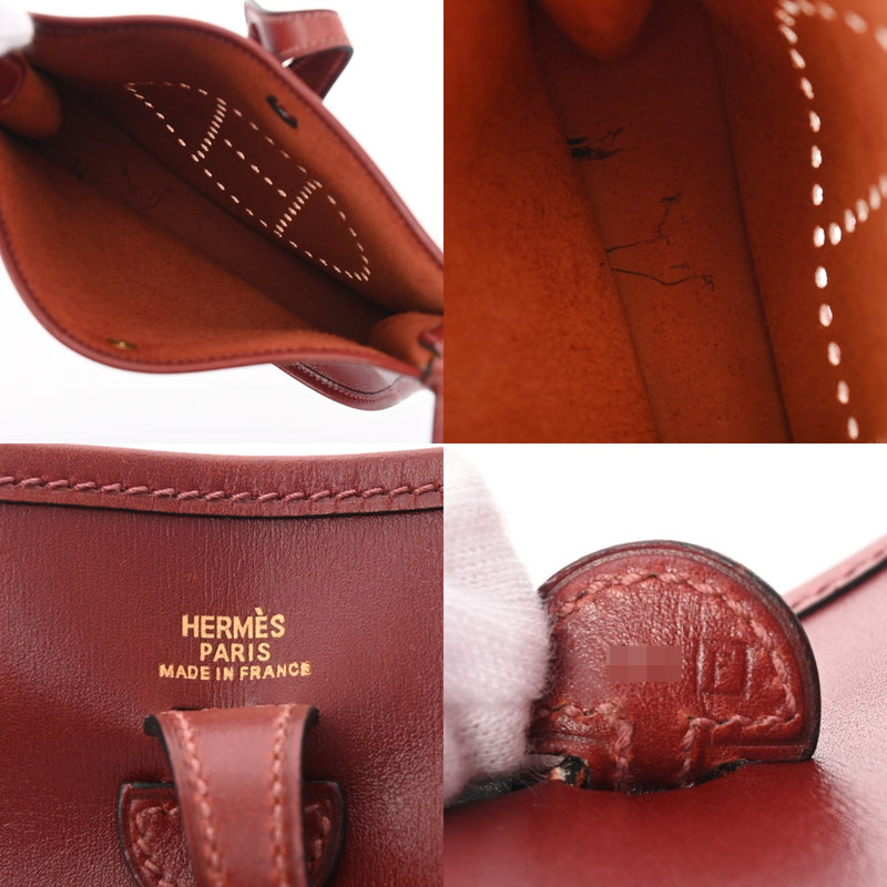 HERMES エルメス エブリン TPM ルージュアッシュ □F刻印(2002年頃) レディース ボックスカーフ ショルダーバッグ ABランク 中古 銀蔵