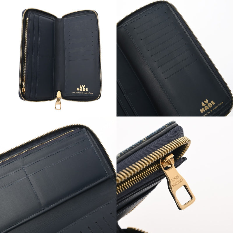 LOUIS VUITTON ルイヴィトン モノグラムデニム ジッピーヴェルティカル NIGO LV made ネイビー M81107 ユニセックス デニム 長財布 ABランク 中古 銀蔵