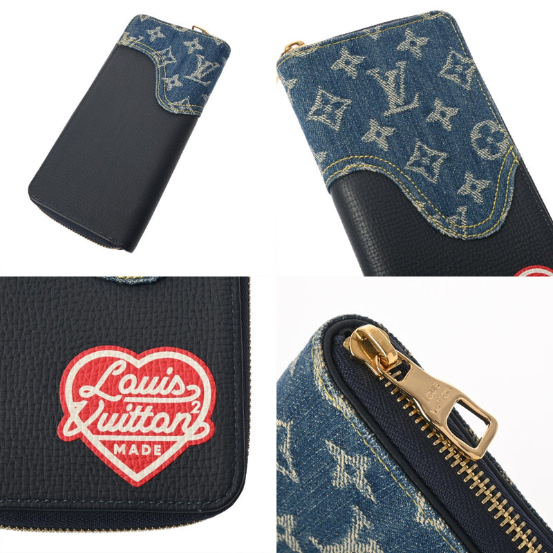 LOUIS VUITTON ルイヴィトン モノグラムデニム ジッピーヴェルティカル NIGO LV made ネイビー M81107 ユニセックス デニム 長財布 ABランク 中古 銀蔵