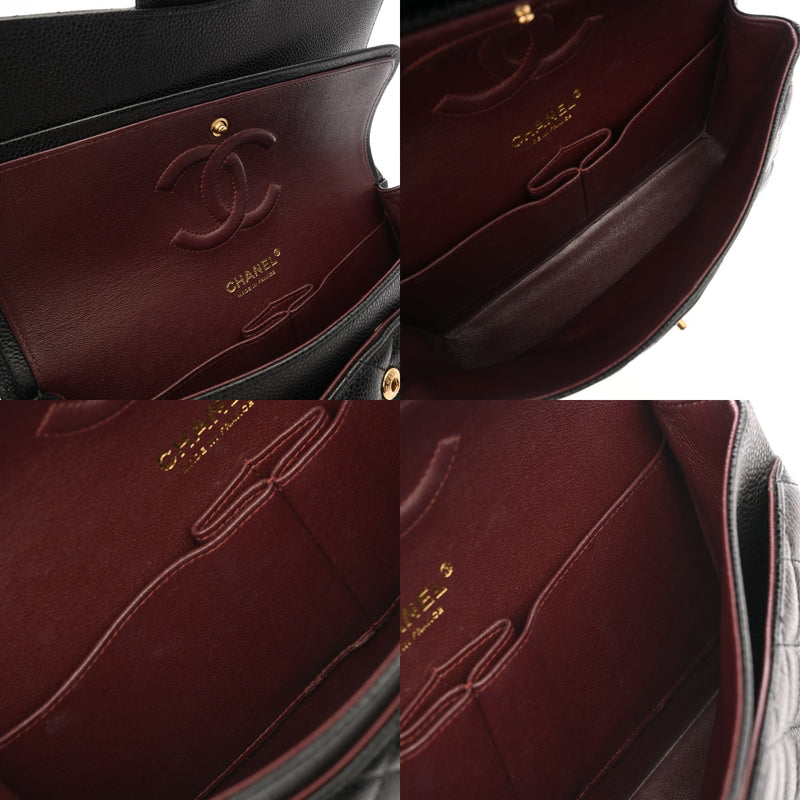 CHANEL シャネル マトラッセ チェーンショルダー 25cm Wフラップ ブラック A01112 レディース キャビアスキン ショルダーバッグ ABランク 中古 銀蔵