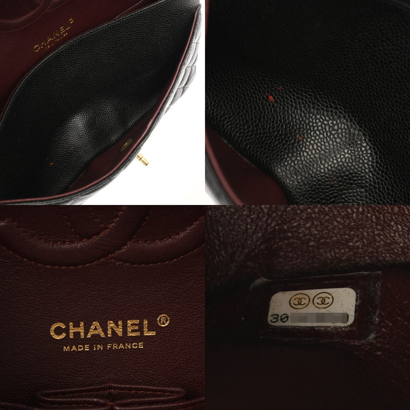 CHANEL シャネル マトラッセ チェーンショルダー 25cm Wフラップ ブラック A01112 レディース キャビアスキン ショルダーバッグ ABランク 中古 銀蔵
