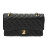 CHANEL シャネル マトラッセ チェーンショルダー 25cm Wフラップ ブラック A01112 レディース キャビアスキン ショルダーバッグ ABランク 中古 銀蔵