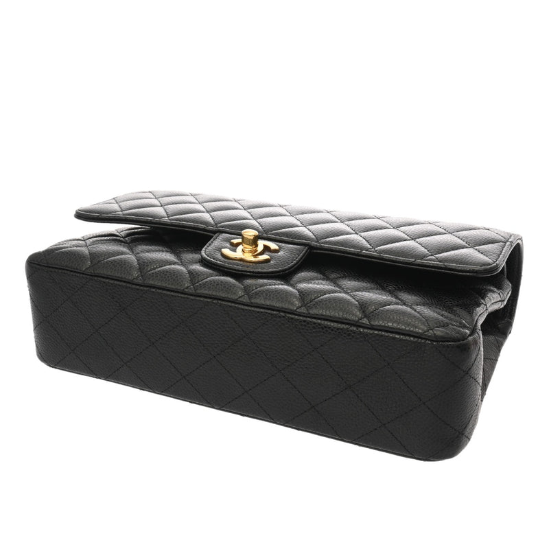 CHANEL シャネル マトラッセ チェーンショルダー 25cm Wフラップ ブラック A01112 レディース キャビアスキン ショルダーバッグ ABランク 中古 銀蔵