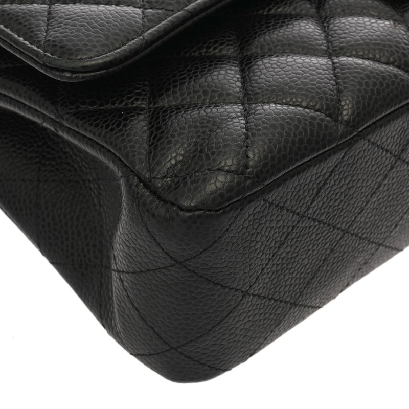 CHANEL シャネル マトラッセ チェーンショルダー 25cm Wフラップ ブラック A01112 レディース キャビアスキン ショルダーバッグ ABランク 中古 銀蔵