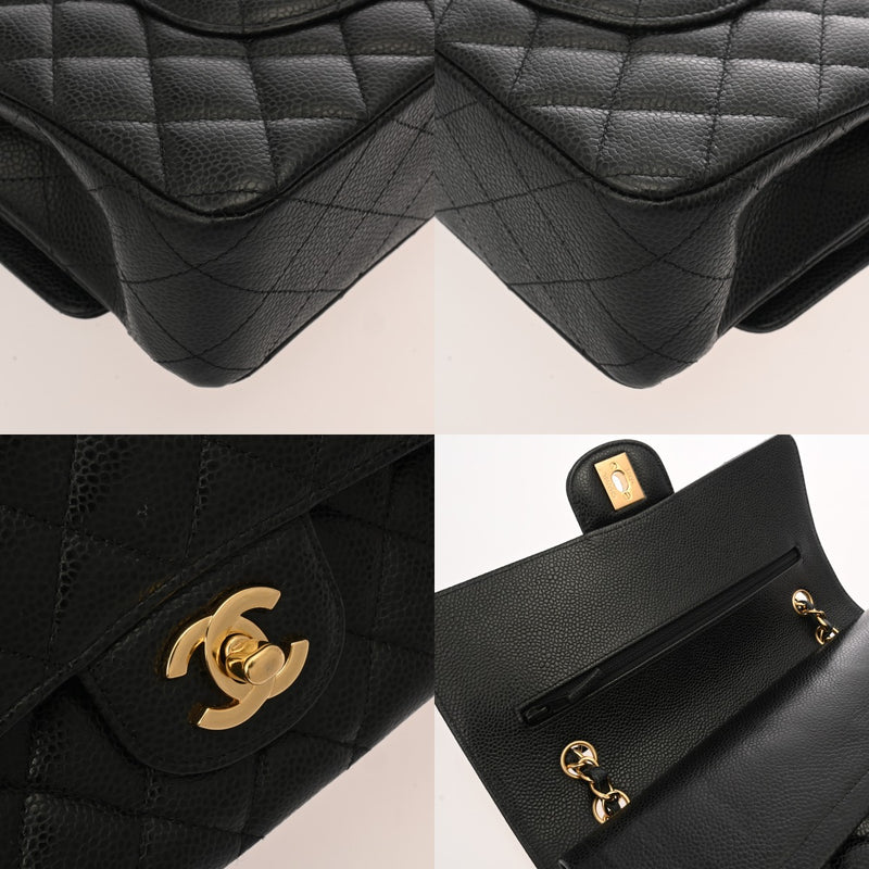 CHANEL シャネル マトラッセ チェーンショルダー 25cm Wフラップ ブラック A01112 レディース キャビアスキン ショルダーバッグ ABランク 中古 銀蔵