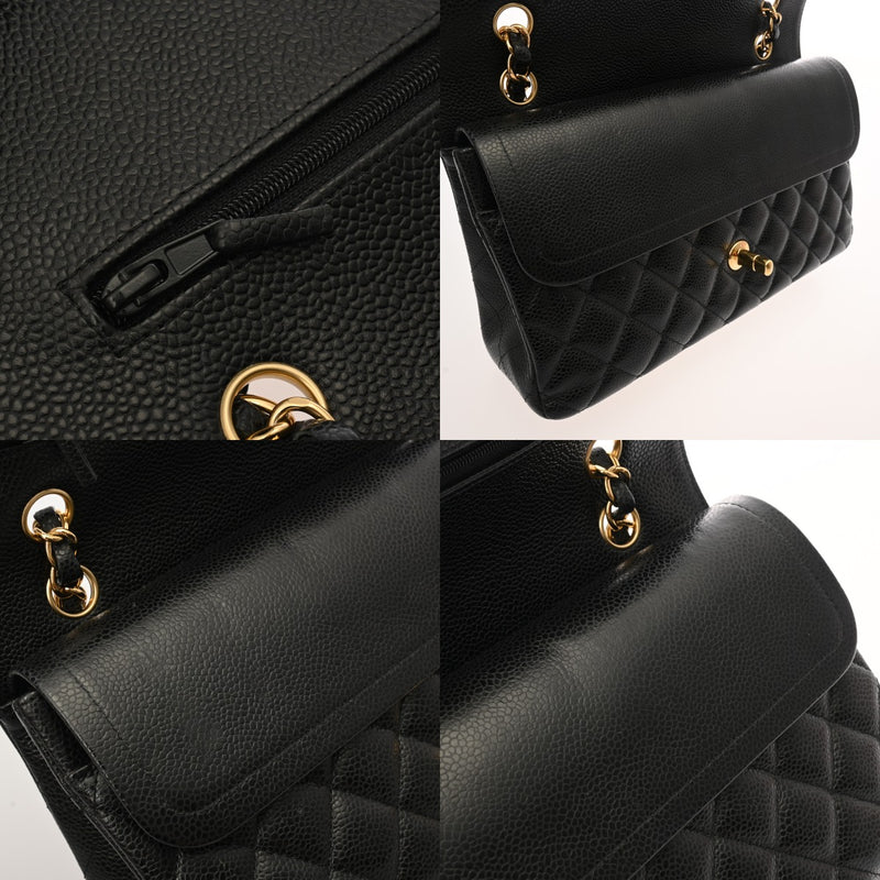 CHANEL シャネル マトラッセ チェーンショルダー 25cm Wフラップ ブラック A01112 レディース キャビアスキン ショルダーバッグ ABランク 中古 銀蔵