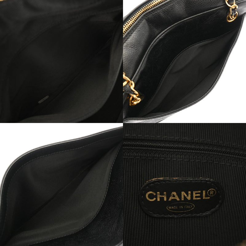 CHANEL シャネル トリプルココマーク ブラック レディース キャビアスキン ショルダーバッグ ABランク 中古 銀蔵