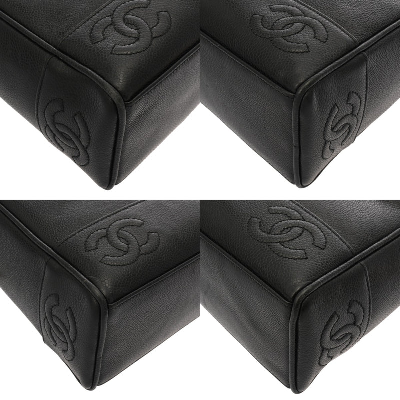 CHANEL シャネル トリプルココマーク ブラック レディース キャビアスキン ショルダーバッグ ABランク 中古 銀蔵