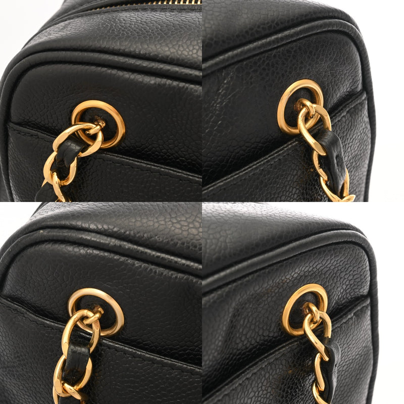 CHANEL シャネル トリプルココマーク ブラック レディース キャビアスキン ショルダーバッグ ABランク 中古 銀蔵