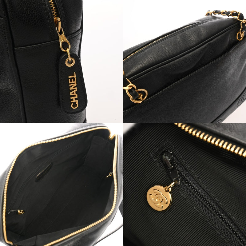 CHANEL シャネル トリプルココマーク ブラック レディース キャビアスキン ショルダーバッグ ABランク 中古 銀蔵