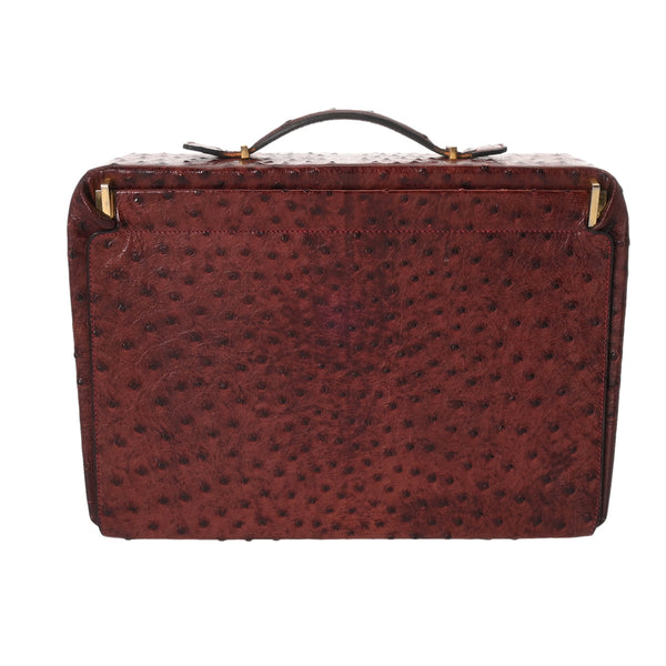 HERMES エルメス トラベル ルージュアッシュ ○E刻印(1975年頃) レディース オーストリッチ バニティバッグ Bランク 中古 銀蔵