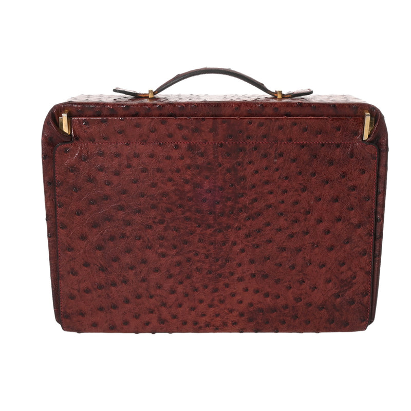 HERMES エルメス トラベル ルージュアッシュ ○E刻印(1975年頃) レディース オーストリッチ バニティバッグ Bランク 中古 銀蔵