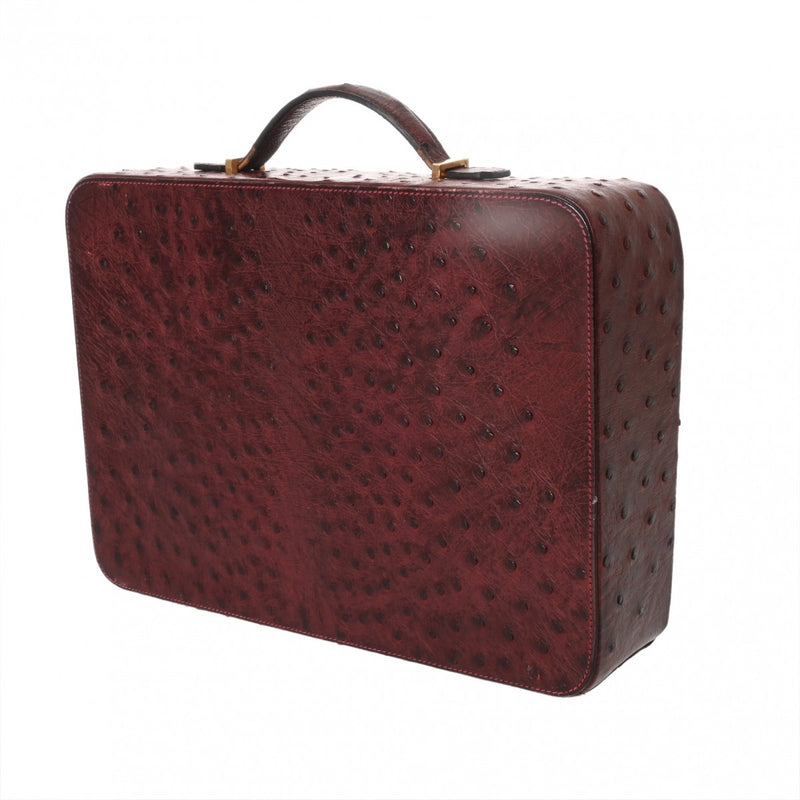 HERMES エルメス トラベル ルージュアッシュ ○E刻印(1975年頃) レディース オーストリッチ バニティバッグ Bランク 中古 銀蔵