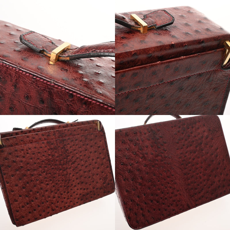 HERMES エルメス トラベル ルージュアッシュ ○E刻印(1975年頃) レディース オーストリッチ バニティバッグ Bランク 中古 銀蔵