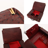 HERMES エルメス トラベル ルージュアッシュ ○E刻印(1975年頃) レディース オーストリッチ バニティバッグ Bランク 中古 銀蔵