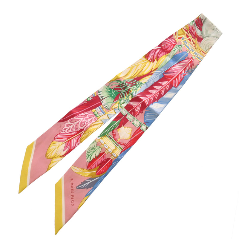 HERMES エルメス ツイリー DANSE PACIFIQUE ピンク/マルチカラー レディース シルク100％ スカーフ Bランク 中古 銀蔵