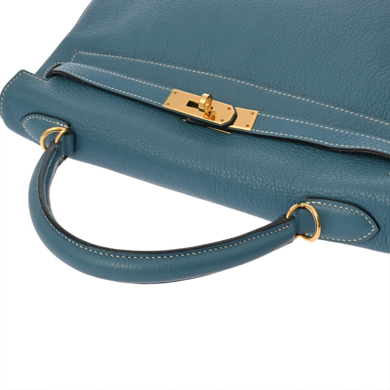 HERMES エルメス ケリー 32 内縫い 2WAY ブルージーン □L刻印(2008年頃) レディース トリヨンクレマンス ハンドバッグ Bランク 中古 銀蔵