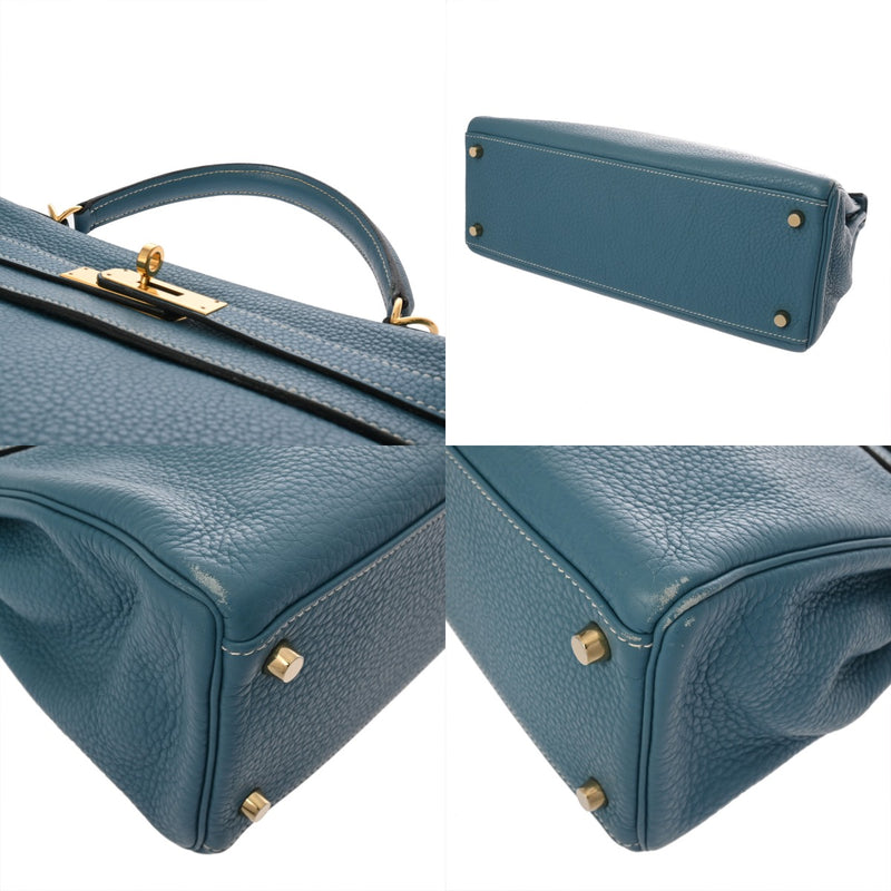 HERMES エルメス ケリー 32 内縫い 2WAY ブルージーン □L刻印(2008年頃) レディース トリヨンクレマンス ハンドバッグ Bランク 中古 銀蔵