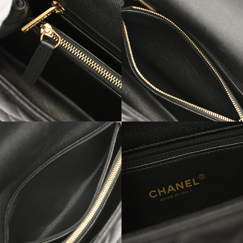 CHANEL シャネル ラージトップハンドル フラップバッグ 29cm 2WAY ブラック A92991 レディース キャビアスキン ハンドバッグ ABランク 中古 銀蔵