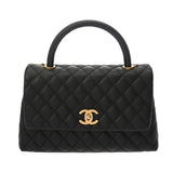 CHANEL シャネル ラージトップハンドル フラップバッグ 29cm 2WAY ブラック A92991 レディース キャビアスキン ハンドバッグ ABランク 中古 銀蔵