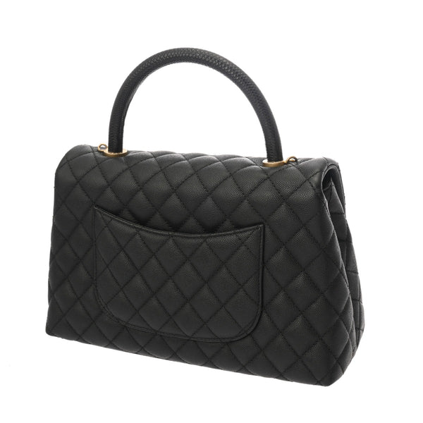 CHANEL シャネル ラージトップハンドル フラップバッグ 29cm 2WAY ブラック A92991 レディース キャビアスキン ハンドバッグ ABランク 中古 銀蔵