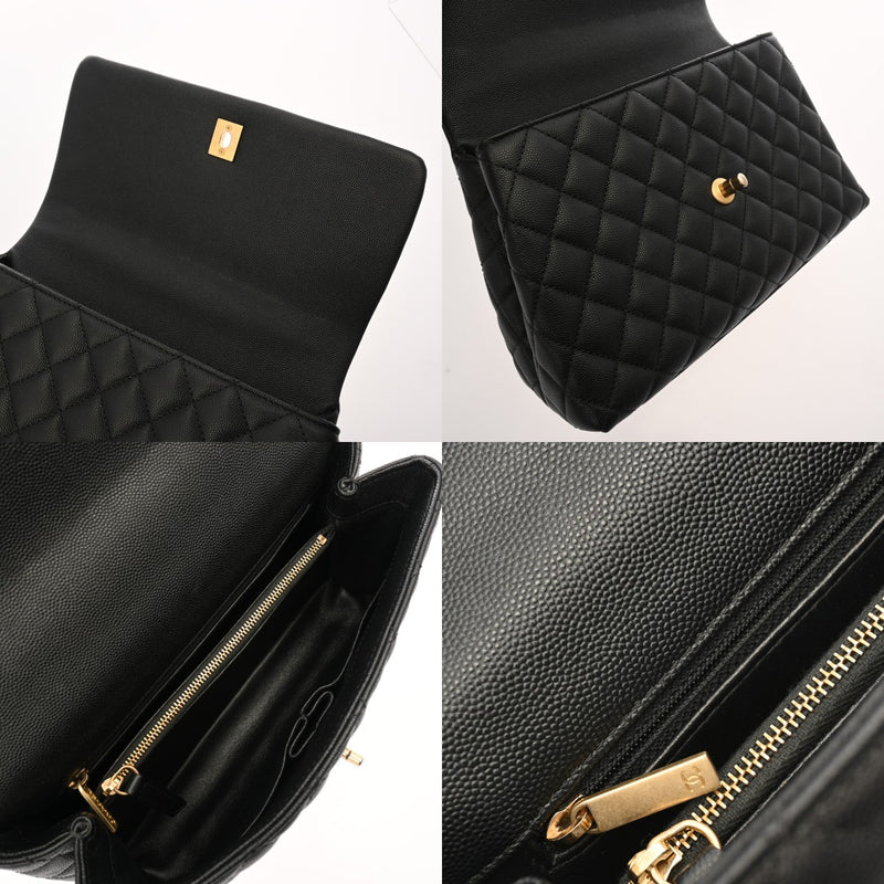 CHANEL シャネル ラージトップハンドル フラップバッグ 29cm 2WAY ブラック A92991 レディース キャビアスキン ハンドバッグ ABランク 中古 銀蔵