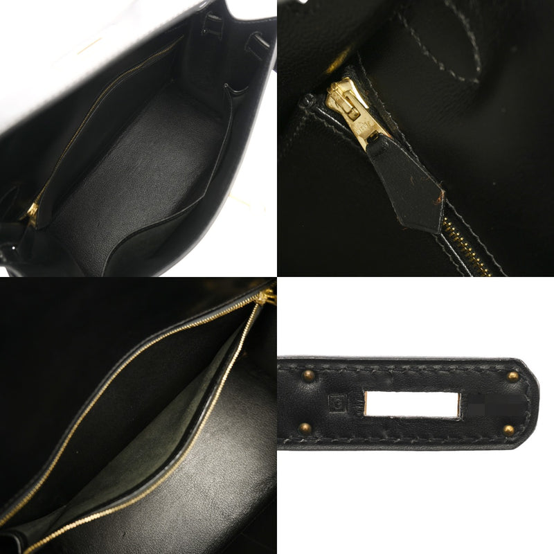 HERMES エルメス ケリー 28 外縫い ブラック □G刻印(2003年頃) レディース ボックスカーフ 2WAYバッグ Aランク 中古 銀蔵