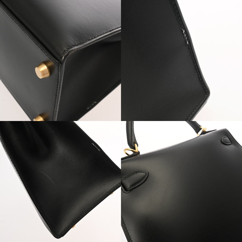 HERMES エルメス ケリー 28 外縫い ブラック □G刻印(2003年頃) レディース ボックスカーフ 2WAYバッグ Aランク 中古 銀蔵