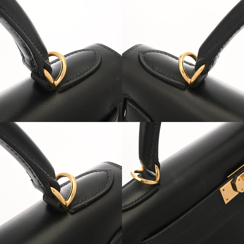 HERMES エルメス ケリー 28 外縫い ブラック □G刻印(2003年頃) レディース ボックスカーフ 2WAYバッグ Aランク 中古 銀蔵