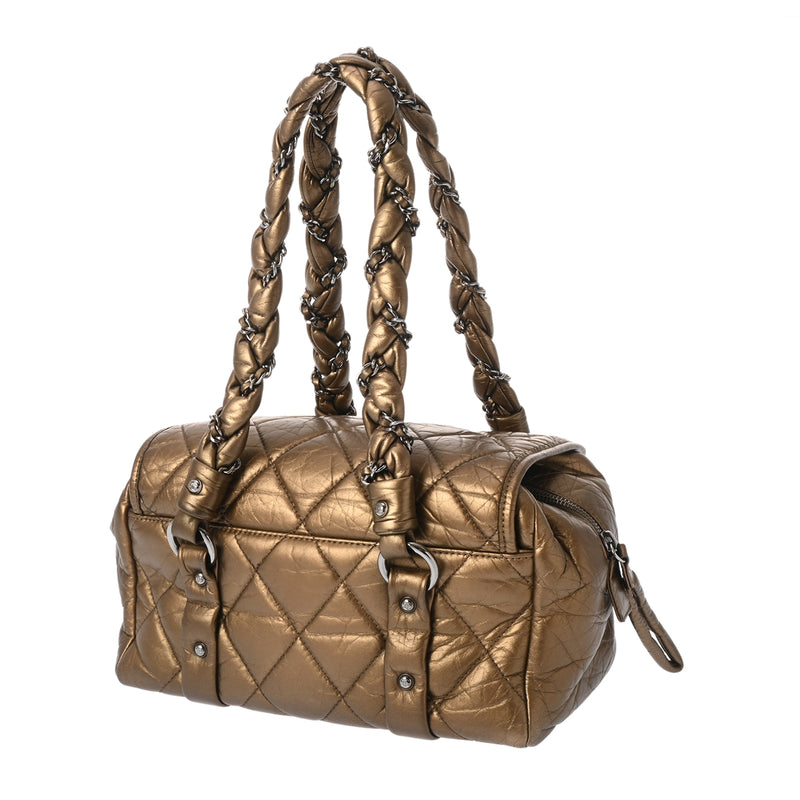 CHANEL シャネル マトラッセ チェーンボストンバッグ ゴールド レディース ラムスキン ハンドバッグ ABランク 中古 銀蔵