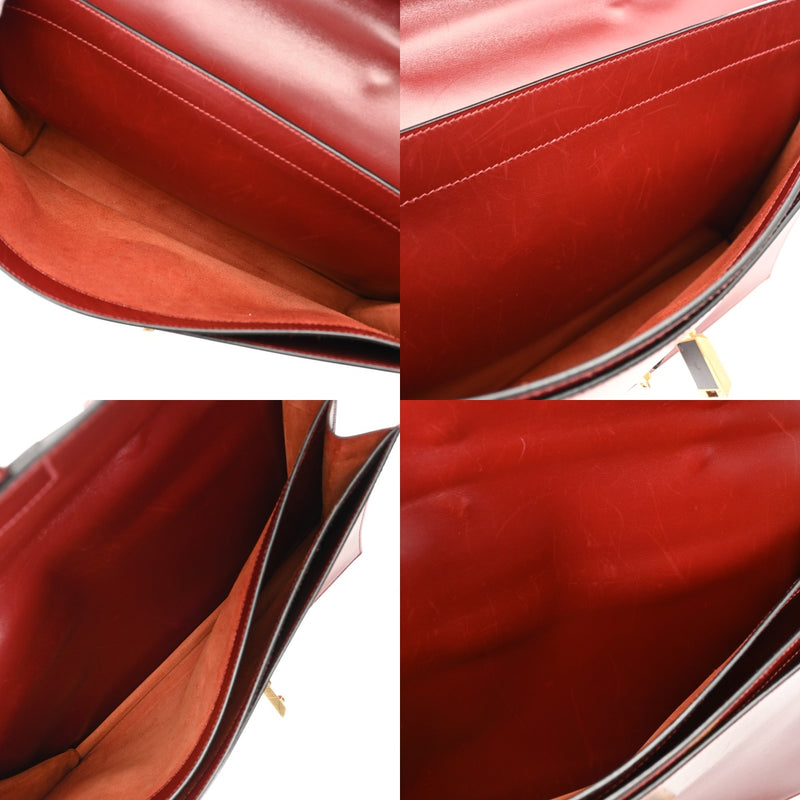 HERMES エルメス サック アデペッシュ 38 ルージュアッシュ □D刻印(2000年頃) メンズ ボックスカーフ ビジネスバッグ Bランク 中古 銀蔵