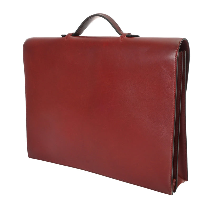 HERMES エルメス サック アデペッシュ 38 ルージュアッシュ □D刻印(2000年頃) メンズ ボックスカーフ ビジネスバッグ Bランク 中古 銀蔵