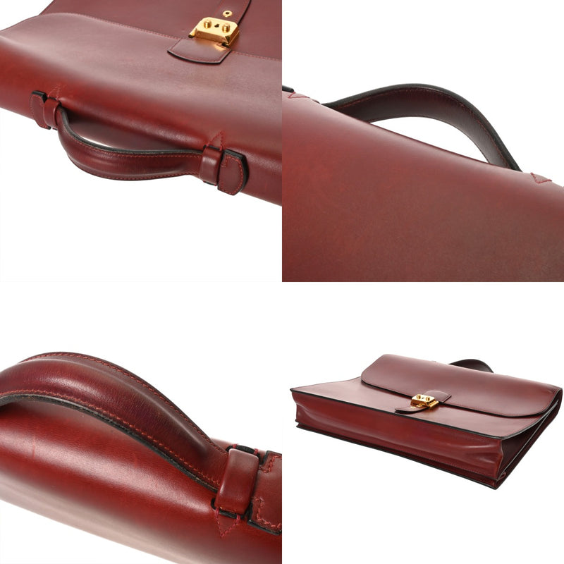 HERMES エルメス サック アデペッシュ 38 ルージュアッシュ □D刻印(2000年頃) メンズ ボックスカーフ ビジネスバッグ Bランク 中古 銀蔵