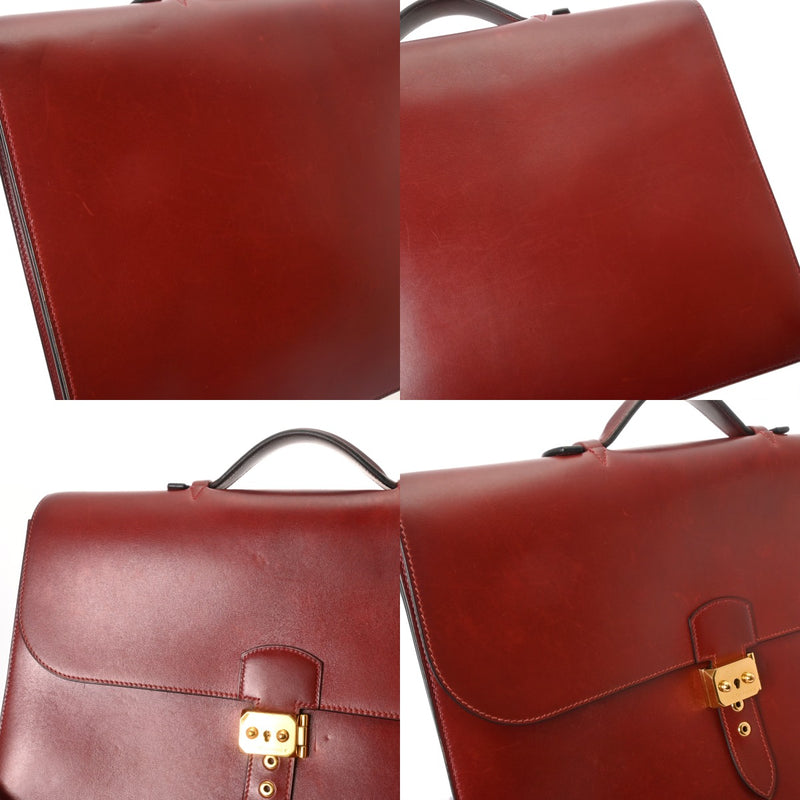 HERMES エルメス サック アデペッシュ 38 ルージュアッシュ □D刻印(2000年頃) メンズ ボックスカーフ ビジネスバッグ Bランク 中古 銀蔵