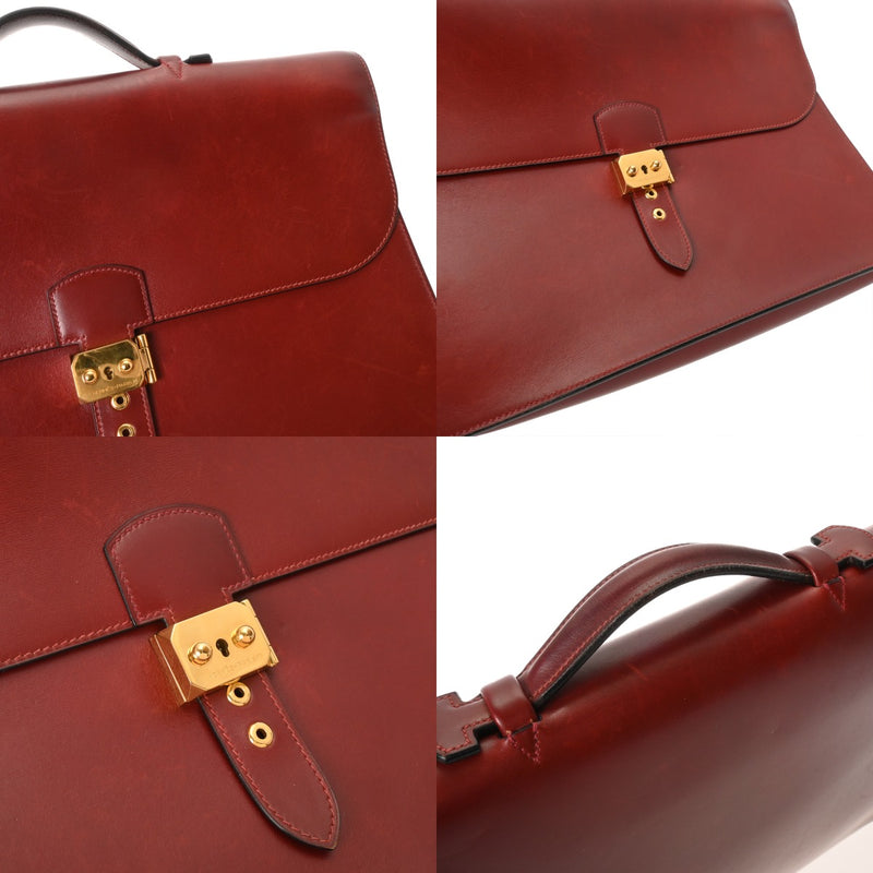 HERMES エルメス サック アデペッシュ 38 ルージュアッシュ □D刻印(2000年頃) メンズ ボックスカーフ ビジネスバッグ Bランク 中古 銀蔵