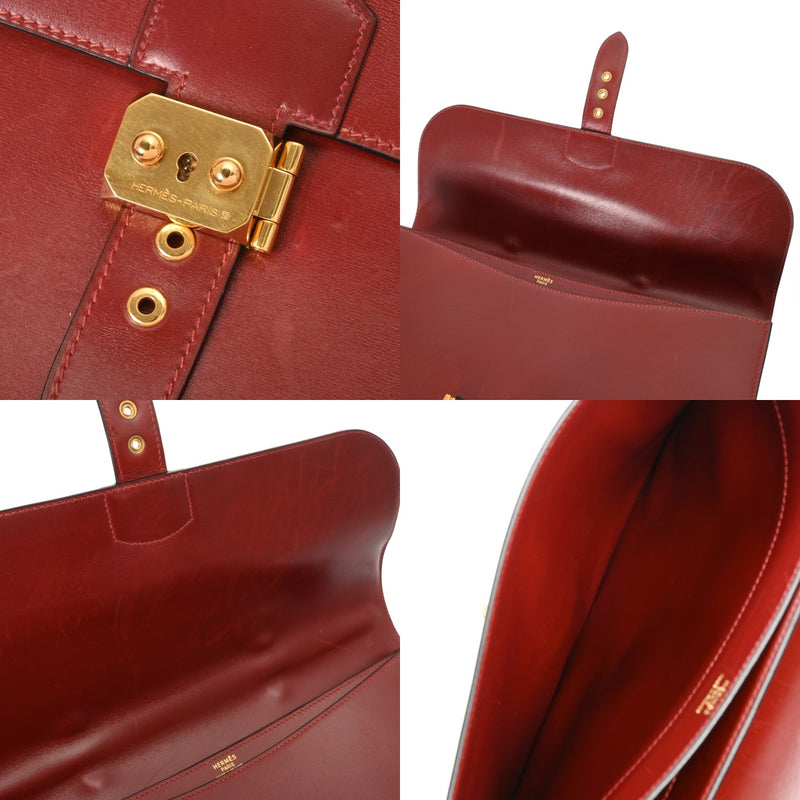 HERMES エルメス サック アデペッシュ 38 ルージュアッシュ □D刻印(2000年頃) メンズ ボックスカーフ ビジネスバッグ Bランク 中古 銀蔵