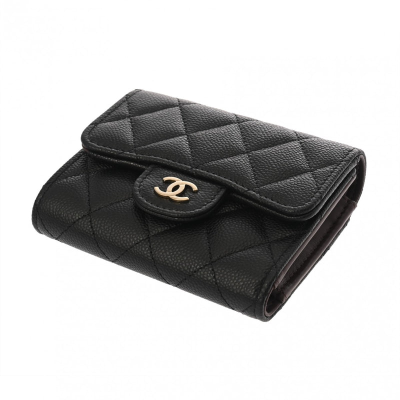 CHANEL シャネル クラシック スモールフラップウォレット ブラック AP0229 レディース キャビアスキン 三つ折り財布 未使用 銀蔵