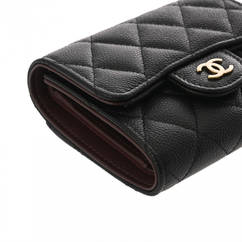 CHANEL シャネル クラシック スモールフラップウォレット ブラック AP0229 レディース キャビアスキン 三つ折り財布 未使用 銀蔵