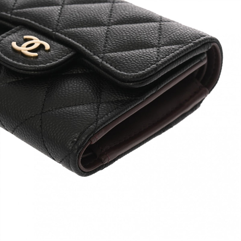 CHANEL シャネル クラシック スモールフラップウォレット ブラック AP0229 レディース キャビアスキン 三つ折り財布 未使用 銀蔵