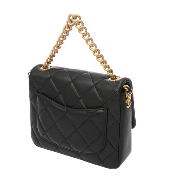 CHANEL シャネル マトラッセ ミニ チェーンショルダー サイドロゴ ブラック レディース ラムスキン ショルダーバッグ ABランク 中古 銀蔵