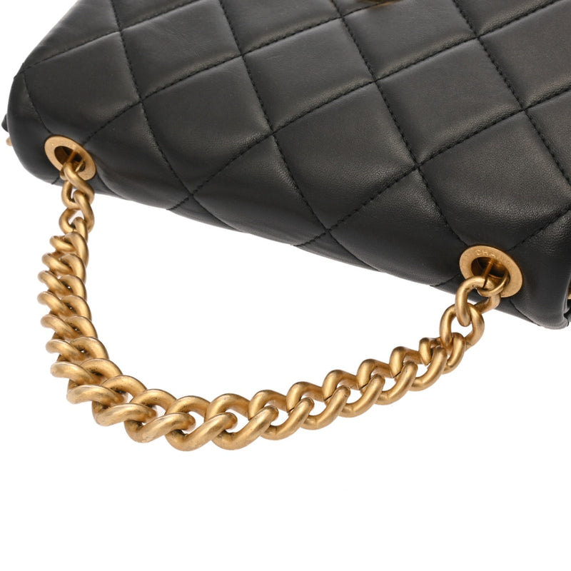 CHANEL シャネル マトラッセ ミニ チェーンショルダー サイドロゴ ブラック レディース ラムスキン ショルダーバッグ ABランク 中古 銀蔵