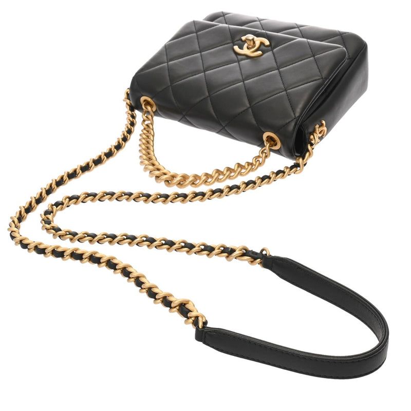CHANEL シャネル マトラッセ ミニ チェーンショルダー サイドロゴ ブラック レディース ラムスキン ショルダーバッグ ABランク 中古 銀蔵