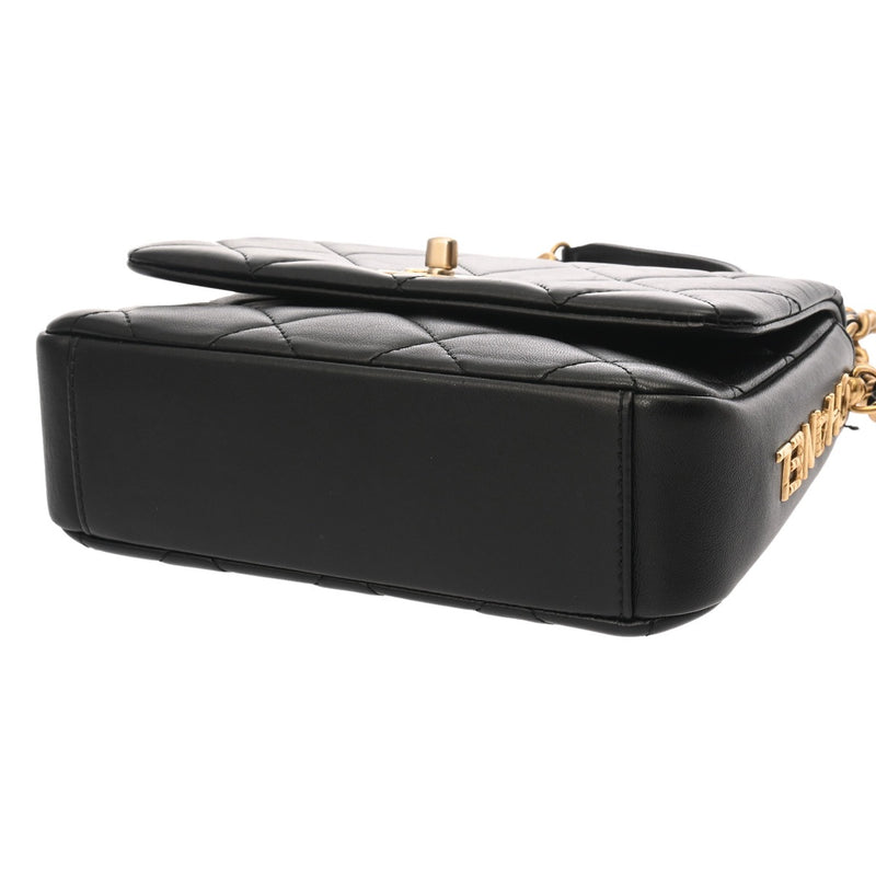CHANEL シャネル マトラッセ ミニ チェーンショルダー サイドロゴ ブラック レディース ラムスキン ショルダーバッグ ABランク 中古 銀蔵
