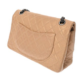 CHANEL シャネル マトラッセ 2.55 チェーンショルダー 23cm アイコンチャーム Ｗフラップ ベージュゴールド レディース カーフ ショルダーバッグ Aランク 中古 銀蔵