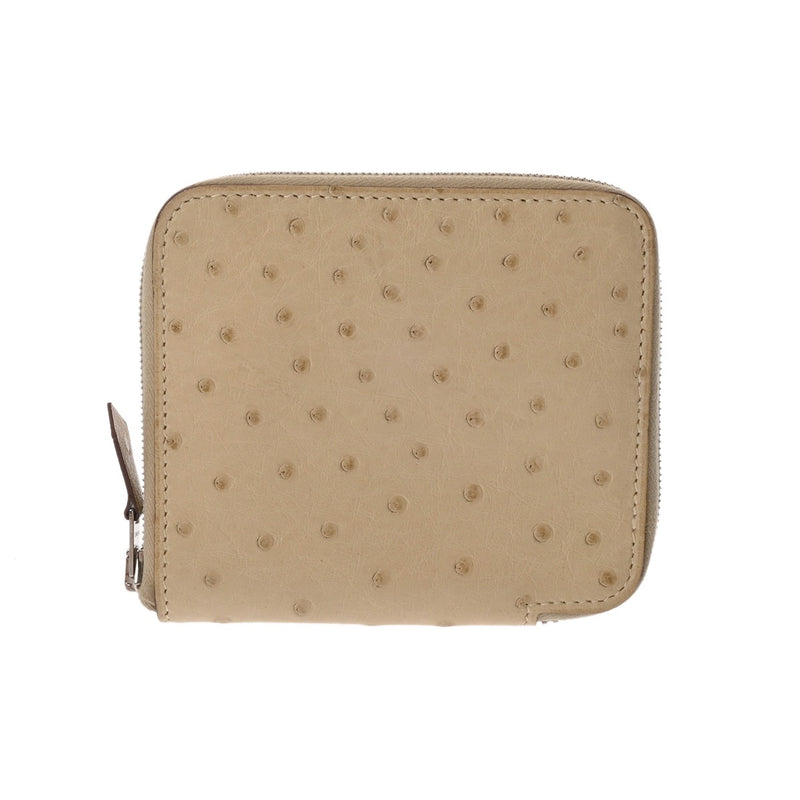 HERMES エルメス コンパクトウォレット ソルド品 パーシェマン □M刻印(2009年頃) ユニセックス オーストリッチ 二つ折り財布 Aランク 中古 銀蔵