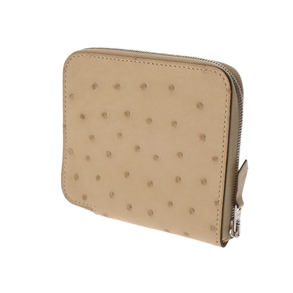 HERMES エルメス コンパクトウォレット ソルド品 パーシェマン □M刻印(2009年頃) ユニセックス オーストリッチ 二つ折り財布 Aランク 中古 銀蔵