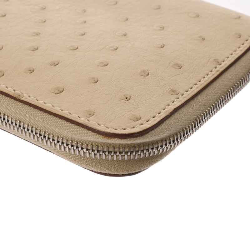 HERMES エルメス コンパクトウォレット ソルド品 パーシェマン □M刻印(2009年頃) ユニセックス オーストリッチ 二つ折り財布 Aランク 中古 銀蔵