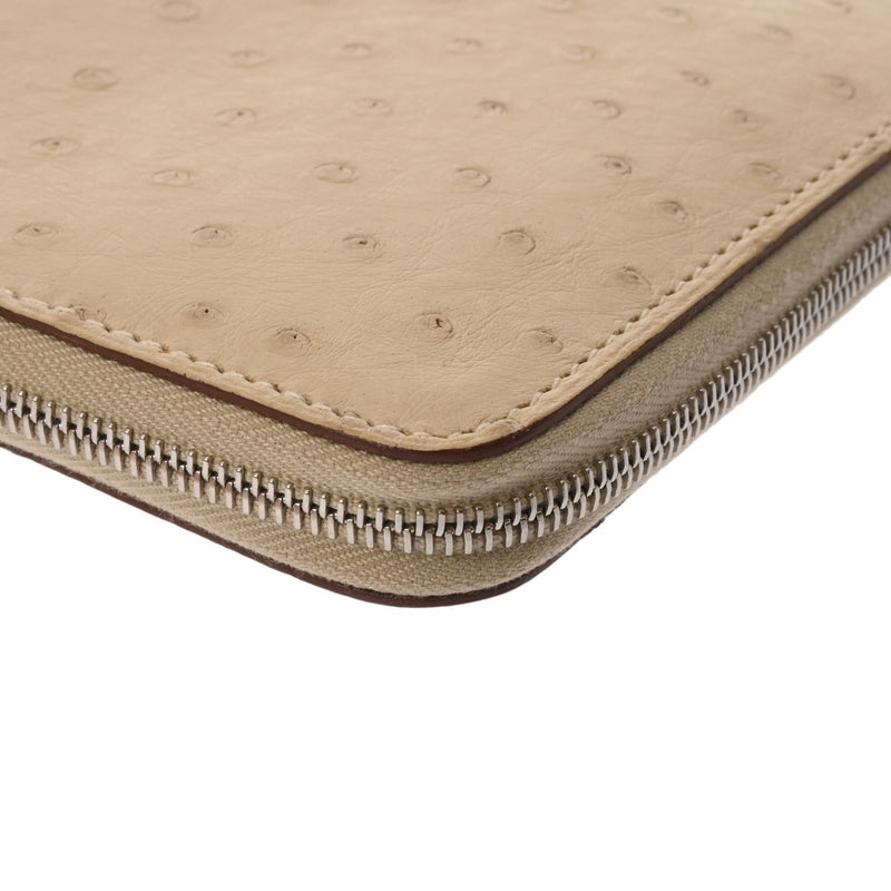 HERMES エルメス コンパクトウォレット ソルド品 パーシェマン □M刻印(2009年頃) ユニセックス オーストリッチ 二つ折り財布 Aランク 中古 銀蔵