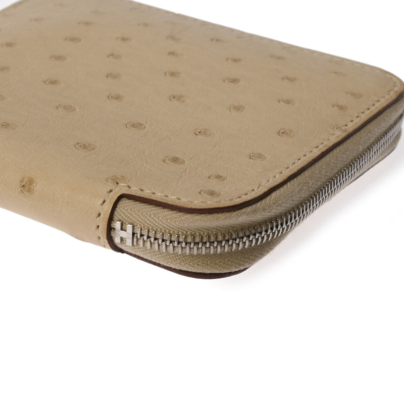 HERMES エルメス コンパクトウォレット ソルド品 パーシェマン □M刻印(2009年頃) ユニセックス オーストリッチ 二つ折り財布 Aランク 中古 銀蔵